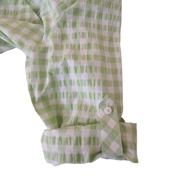 Foxcroft Womens Seersucker Cotton Gingham Pocket Shirt Size 6 - Picture 7 of 13